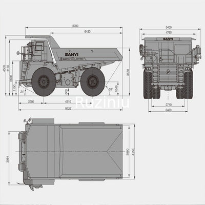 SRT55D شاحنة تفريغ المناجم 480 كيلو وات 35 م 3 بسعة تحميل 55 طن
